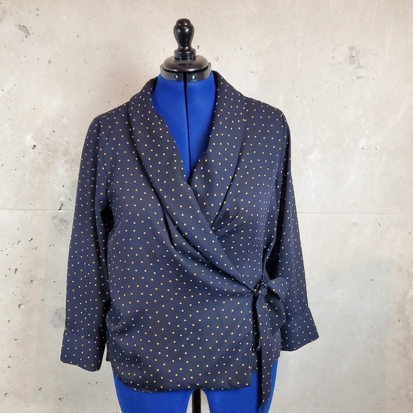 Zara Tops - Zara long sleeve wrap tie waist blouse size large